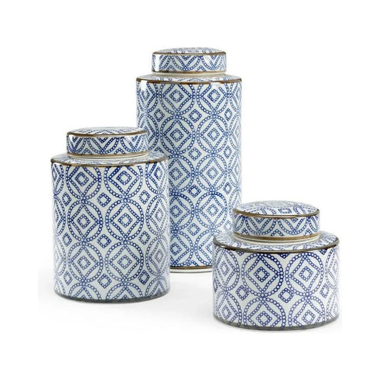 Thelma White Glazed Porcelain Canister (Set of 3) - LOOMLAN - Wildwood - Vases & Jars