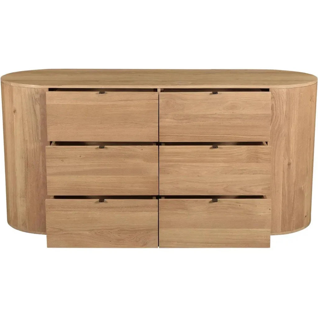 Theo Wood Brown 6 Drawer Dresser - LOOMLAN - Moe's Home - Dressers