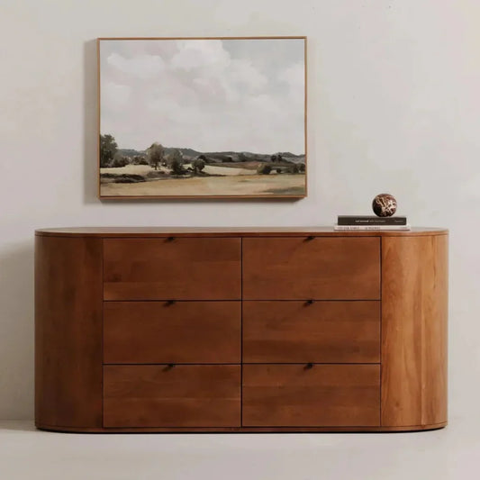 Theo Wood Brown 6 Drawer Dresser - LOOMLAN - Moe's Home - Dressers