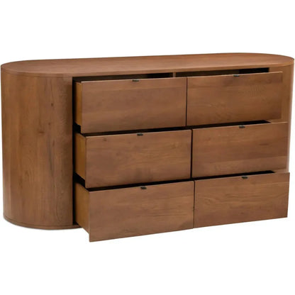 Theo Wood Brown 6 Drawer Dresser - LOOMLAN - Moe's Home - Dressers