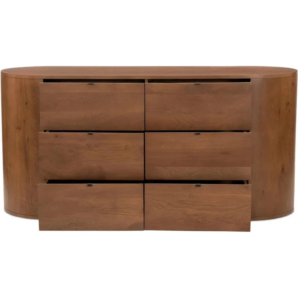 Theo Wood Brown 6 Drawer Dresser - LOOMLAN - Moe's Home - Dressers