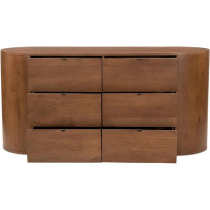 Theo Wood Brown 6 Drawer Dresser - LOOMLAN - Moe's Home - Dressers