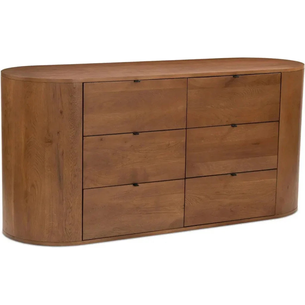Theo Wood Brown 6 Drawer Dresser - LOOMLAN - Moe's Home - Dressers