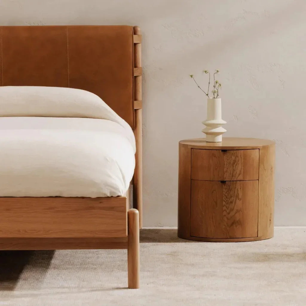 Theo Wood Two Drawer Nightstand - LOOMLAN - Moe's Home - Nightstands