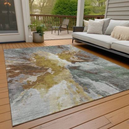 Theodara Gold Washable Indoor - Outdoor Rug - LOOMLAN - LOOMLAN Rugs - Outdoor Rugs