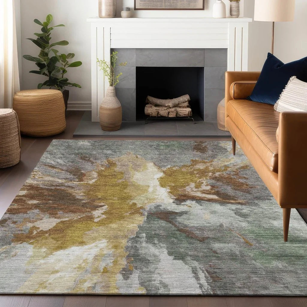 Theodara Gold Washable Indoor - Outdoor Rug - LOOMLAN - LOOMLAN Rugs - Outdoor Rugs