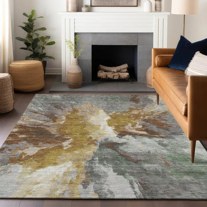 Theodara Gold Washable Indoor - Outdoor Rug - LOOMLAN - LOOMLAN Rugs - Outdoor Rugs