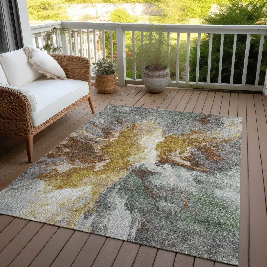 Theodara Gold Washable Indoor - Outdoor Rug - LOOMLAN - LOOMLAN Rugs - Outdoor Rugs