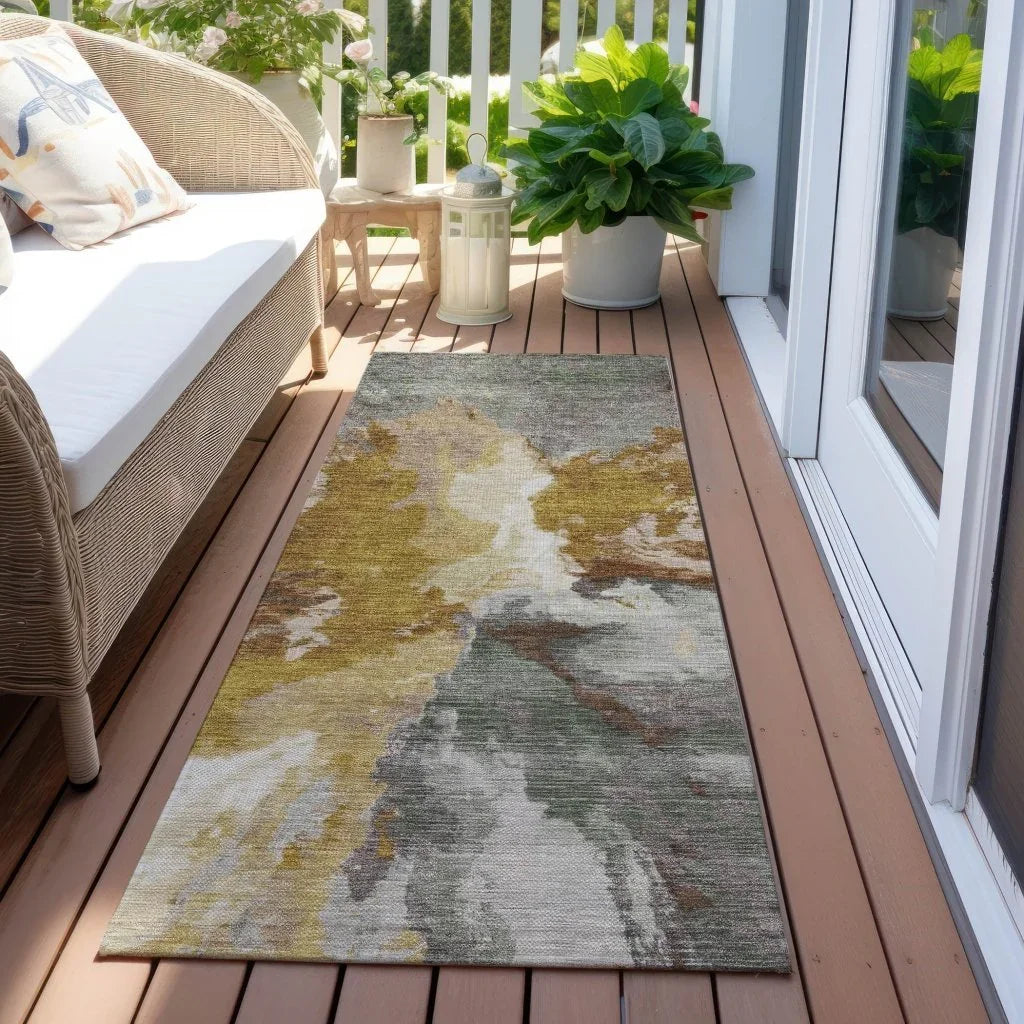 Theodara Gold Washable Indoor - Outdoor Rug - LOOMLAN - LOOMLAN Rugs - Outdoor Rugs