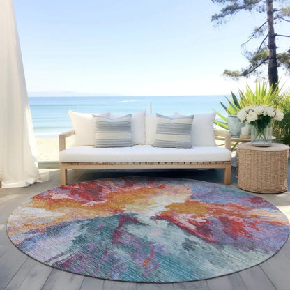 Theodara Orange Washable Indoor - Outdoor Rug - LOOMLAN - LOOMLAN Rugs - Outdoor Rugs