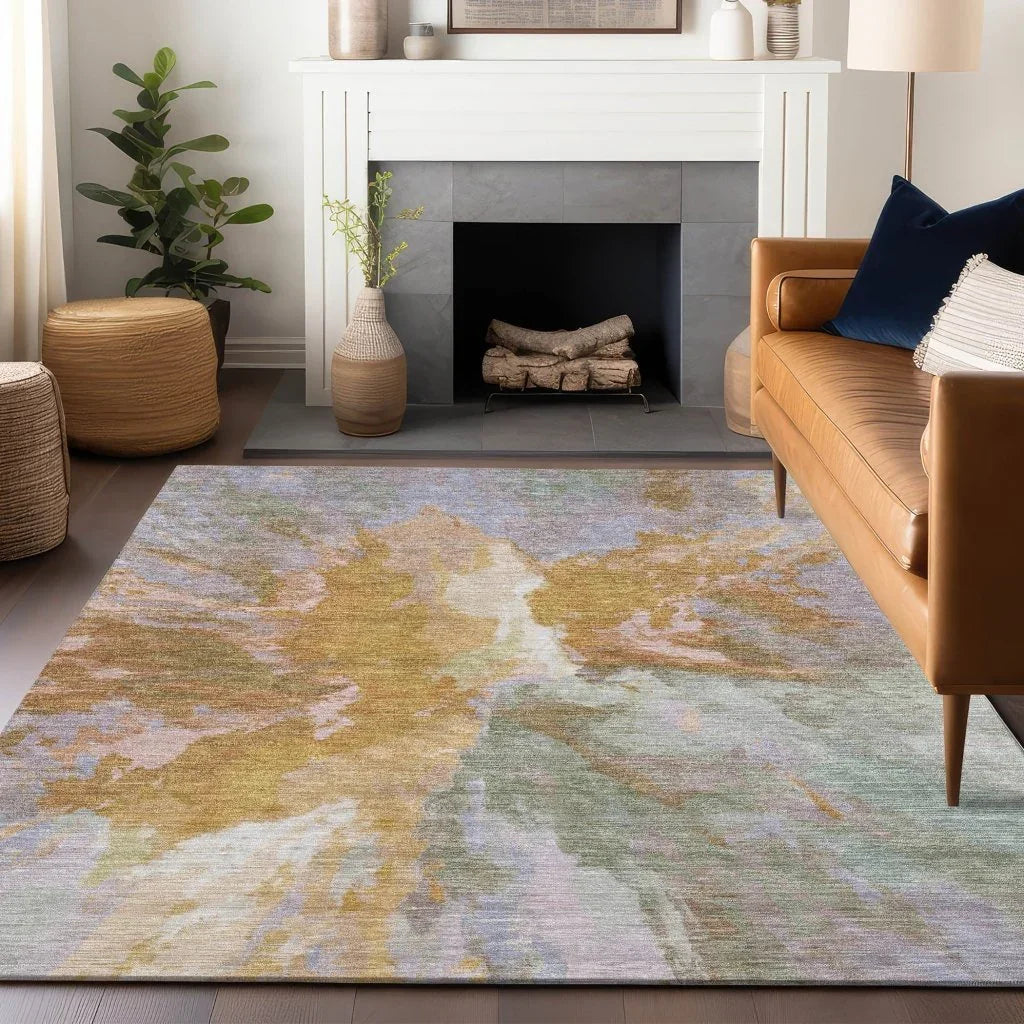 Theodara Rust Washable Indoor - Outdoor Rug - LOOMLAN - LOOMLAN Rugs - Outdoor Rugs