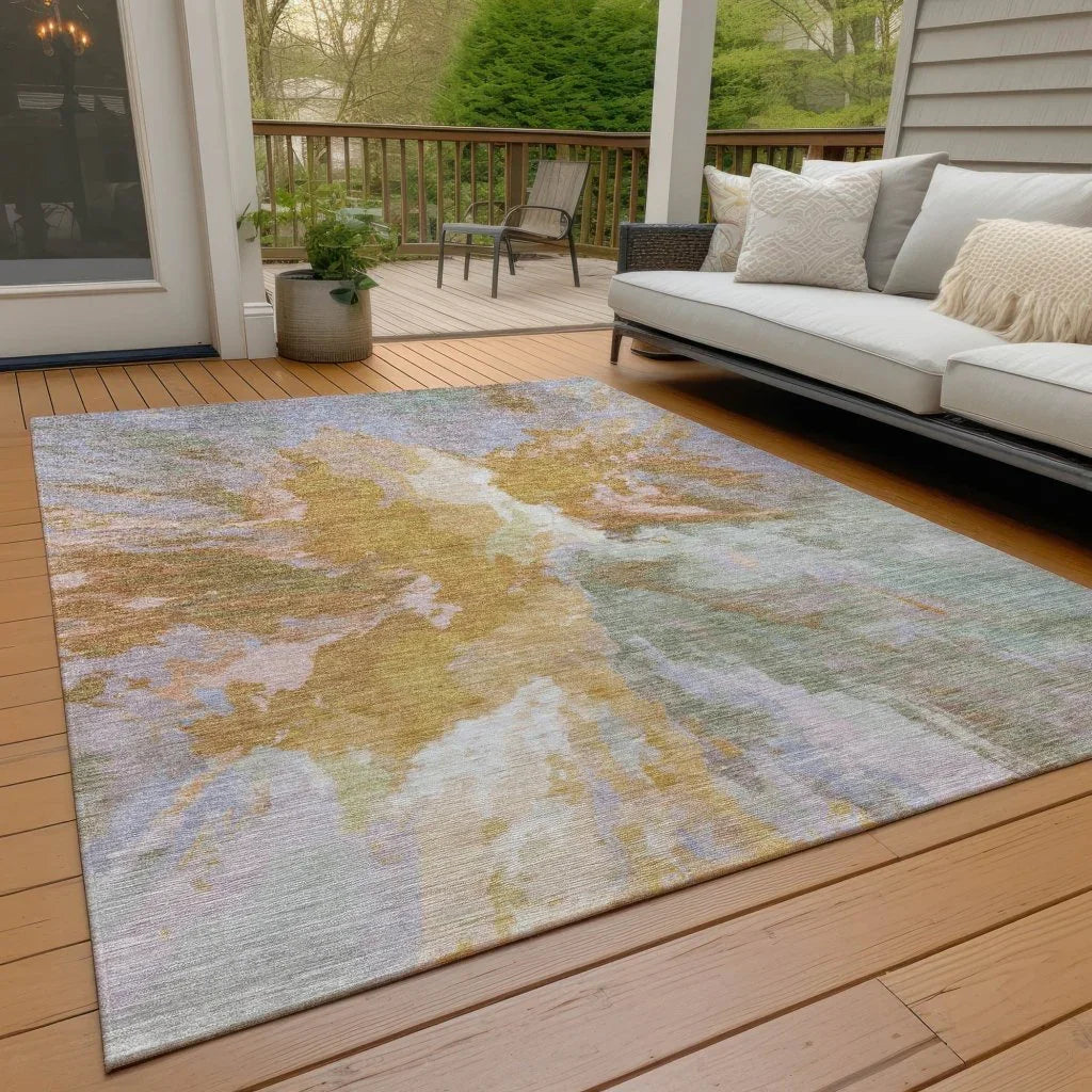Theodara Rust Washable Indoor - Outdoor Rug - LOOMLAN - LOOMLAN Rugs - Outdoor Rugs