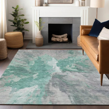 Theodara Teal Washable Indoor - Outdoor Rug - LOOMLAN - LOOMLAN Rugs - Outdoor Rugs