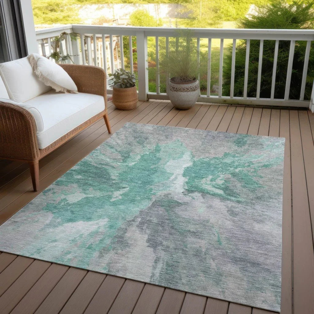 Theodara Teal Washable Indoor - Outdoor Rug - LOOMLAN - LOOMLAN Rugs - Outdoor Rugs