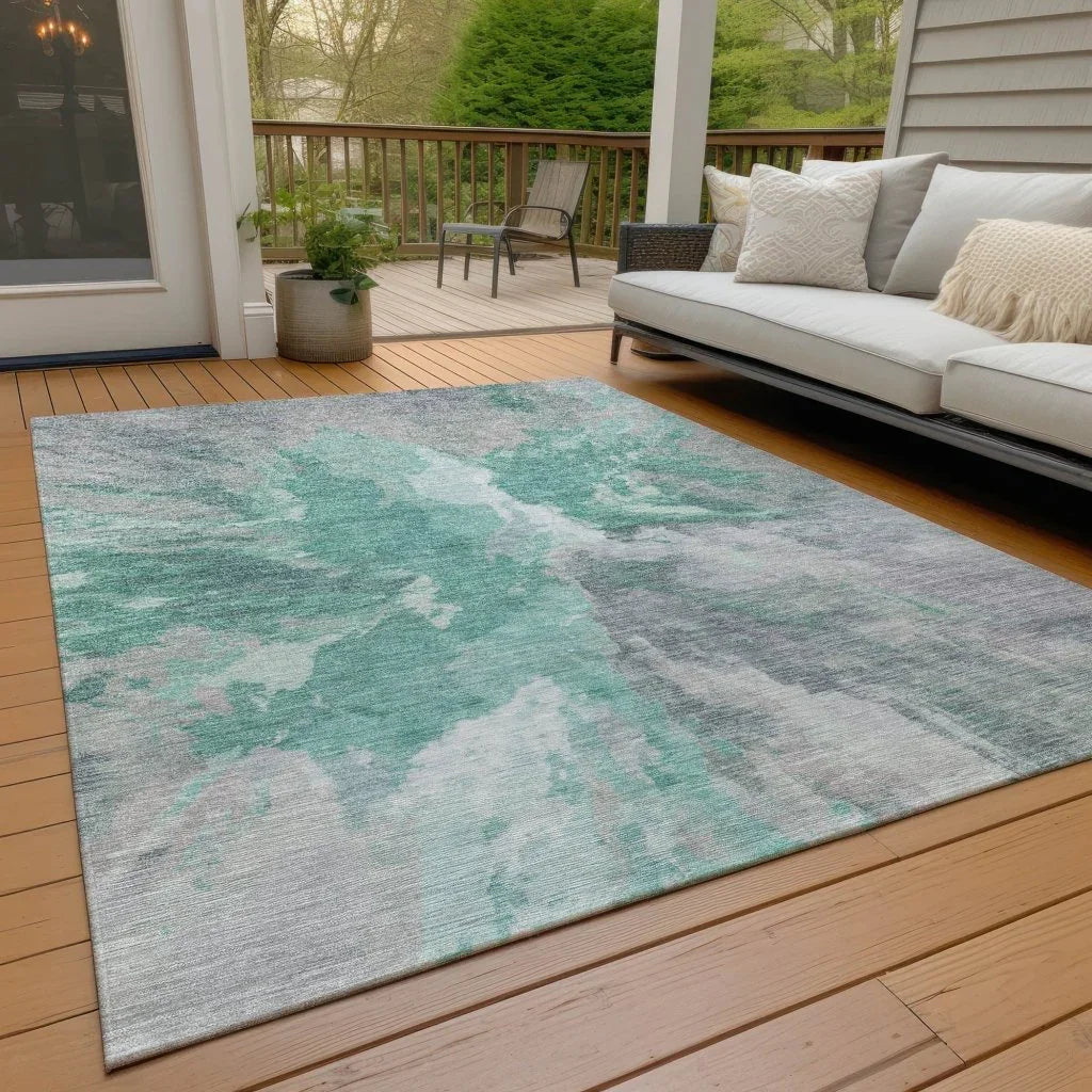 Theodara Teal Washable Indoor - Outdoor Rug - LOOMLAN - LOOMLAN Rugs - Outdoor Rugs