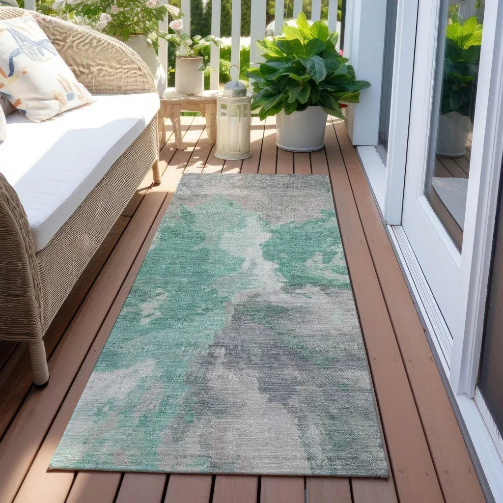 Theodara Teal Washable Indoor - Outdoor Rug - LOOMLAN - LOOMLAN Rugs - Outdoor Rugs