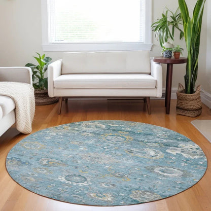 Thessia Teal Washable Indoor - Outdoor Rug - LOOMLAN - LOOMLAN Rugs - Outdoor Rugs