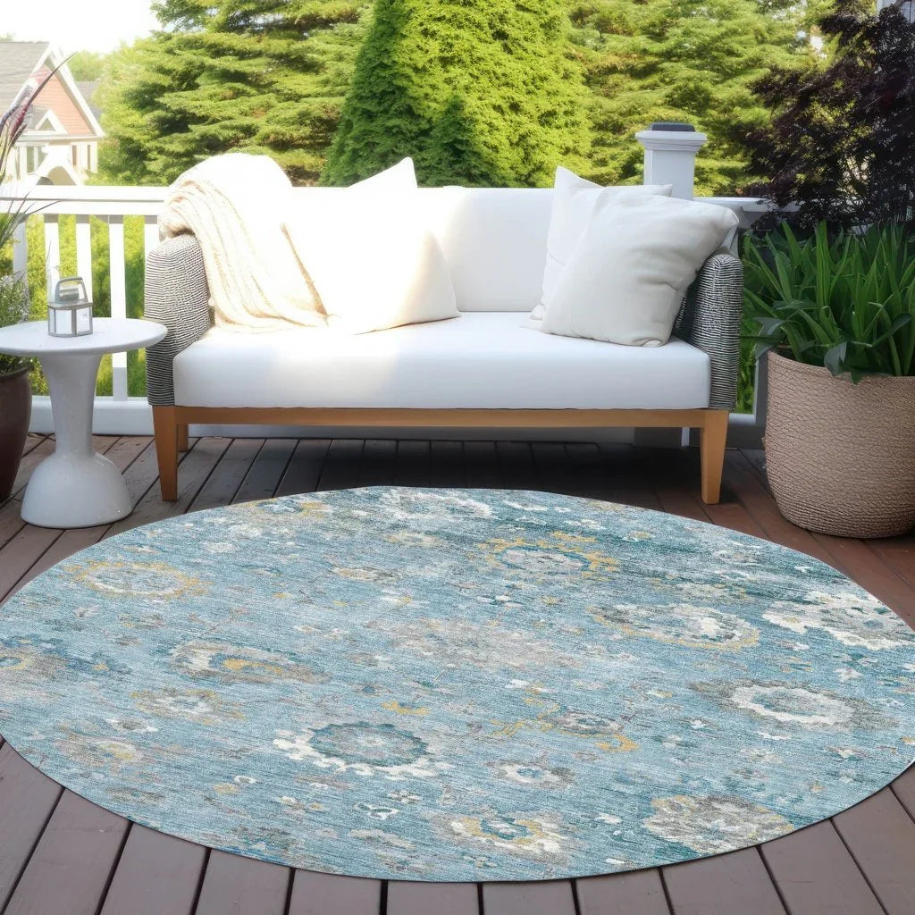 Thessia Teal Washable Indoor - Outdoor Rug - LOOMLAN - LOOMLAN Rugs - Outdoor Rugs