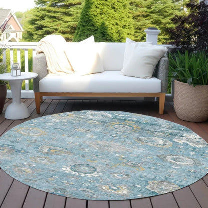 Thessia Teal Washable Indoor - Outdoor Rug - LOOMLAN - LOOMLAN Rugs - Outdoor Rugs