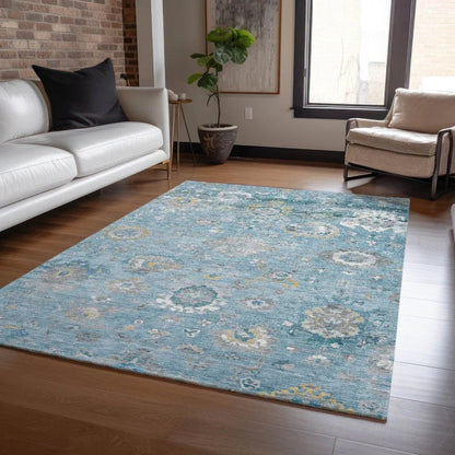 Thessia Teal Washable Indoor - Outdoor Rug - LOOMLAN - LOOMLAN Rugs - Outdoor Rugs