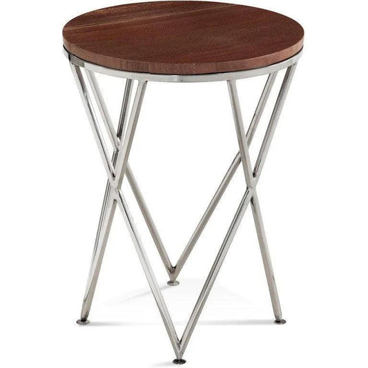 Thiago Marble & Steel Red Round Accent Table - LOOMLAN - Bassett Mirror - Side Tables