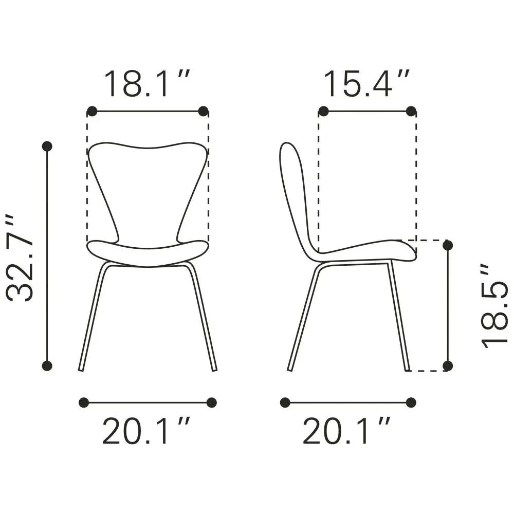 Thibideaux Performance Fabric Dining Chair 2PC - LOOMLAN - Zuo Modern - Dining Chairs