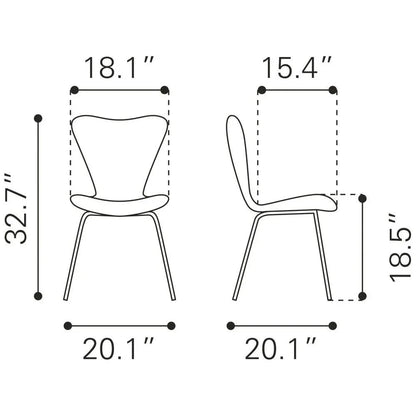 Thibideaux Performance Fabric Dining Chair 2PC - LOOMLAN - Zuo Modern - Dining Chairs