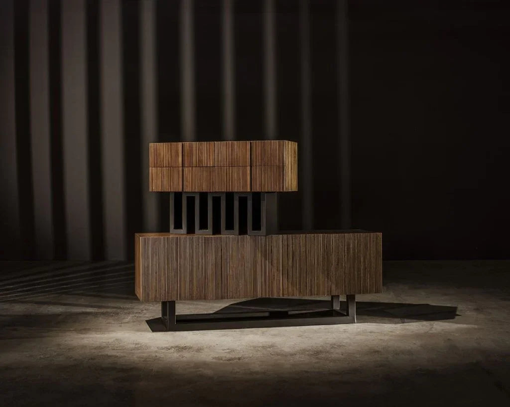 Thomson Steel Base Wooden Sideboard - LOOMLAN - Noir - Sideboards