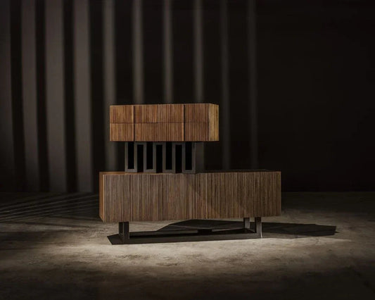 Thomson Steel Base Wooden Sideboard - LOOMLAN - Noir - Sideboards