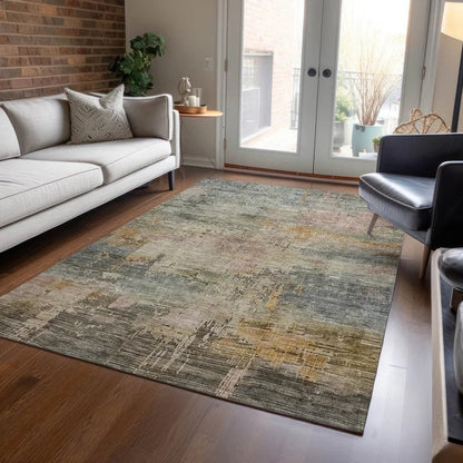 Thornyx Green Washable Indoor - Outdoor Rug - LOOMLAN - LOOMLAN Rugs - Outdoor Rugs