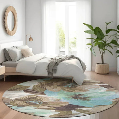 Threadiva Brown Washable Indoor - Outdoor Rug - LOOMLAN - LOOMLAN Rugs - Outdoor Rugs