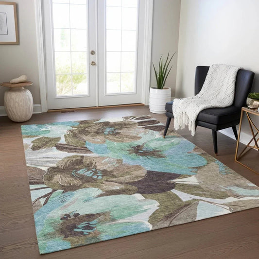 Threadiva Brown Washable Indoor - Outdoor Rug - LOOMLAN - LOOMLAN Rugs - Outdoor Rugs
