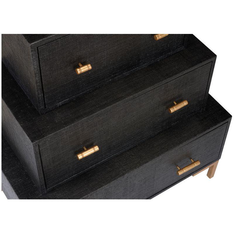 Three Tiered Wood Coverd Black Chest - LOOMLAN - Chelsea House - Chests