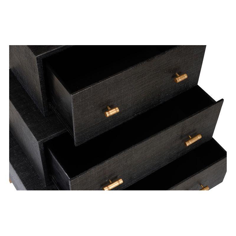 Three Tiered Wood Coverd Black Chest - LOOMLAN - Chelsea House - Chests