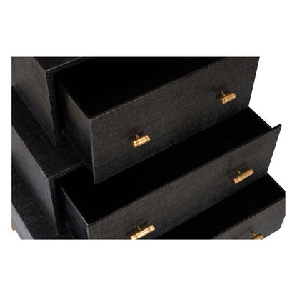 Three Tiered Wood Coverd Black Chest - LOOMLAN - Chelsea House - Chests