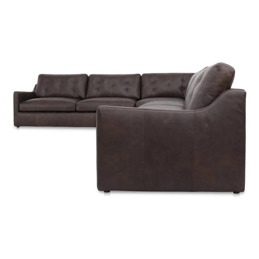 Thurlow Brown Leather Corner Sectional - LOOMLAN - Moe's Home - Sectionals