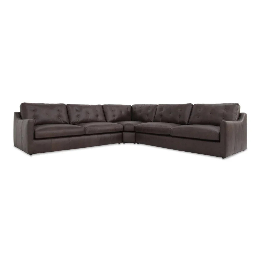 Thurlow Brown Leather Corner Sectional - LOOMLAN - Moe's Home - Sectionals