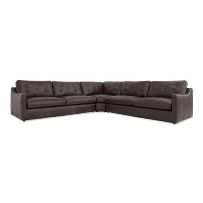 Thurlow Brown Leather Corner Sectional - LOOMLAN - Moe's Home - Sectionals