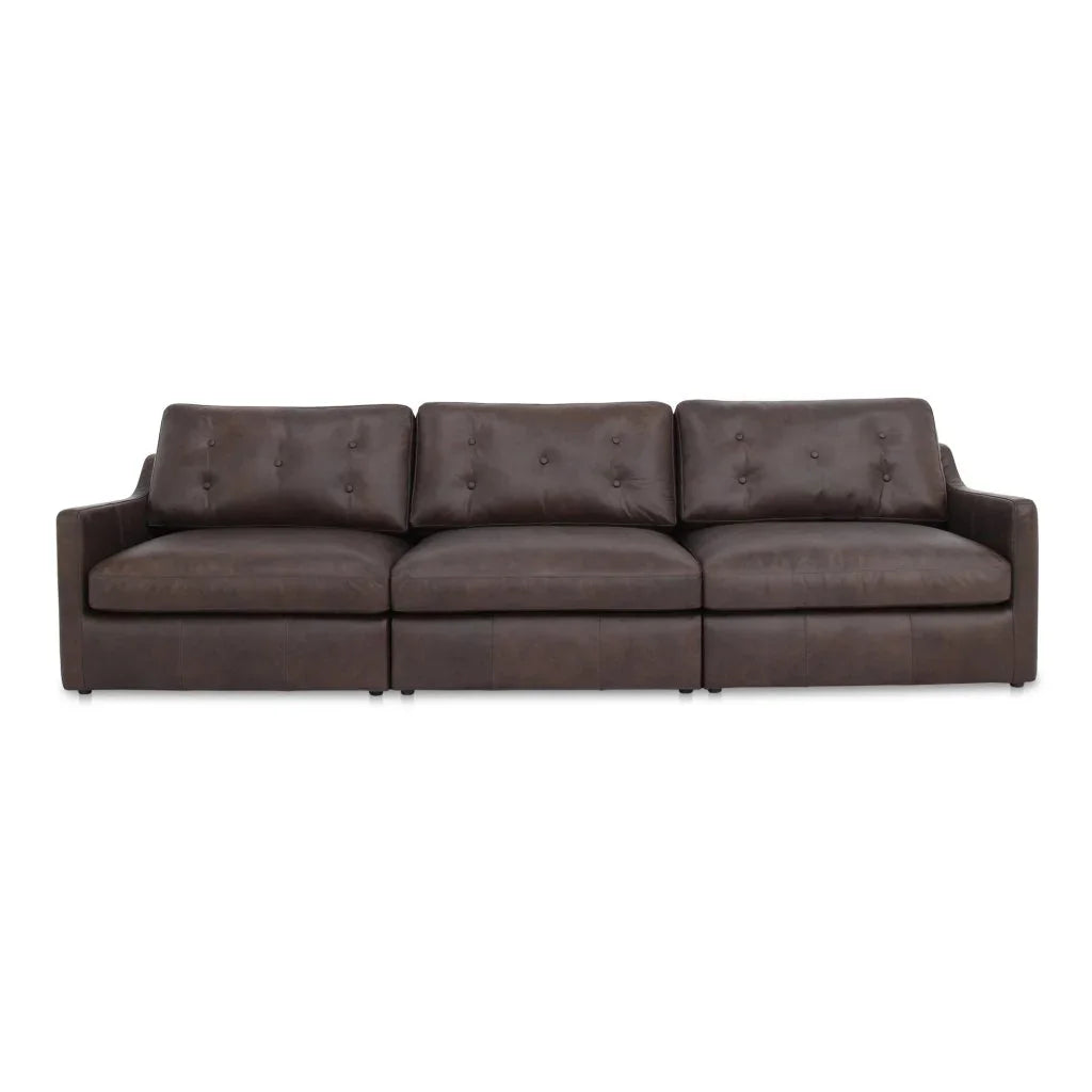Thurlow Brown Leather Modular Sofa-Modular Sofas-Moe's Home-LOOMLAN
