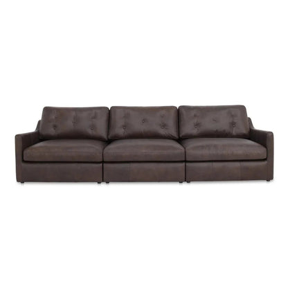 Thurlow Brown Leather Modular Sofa-Modular Sofas-Moe's Home-LOOMLAN
