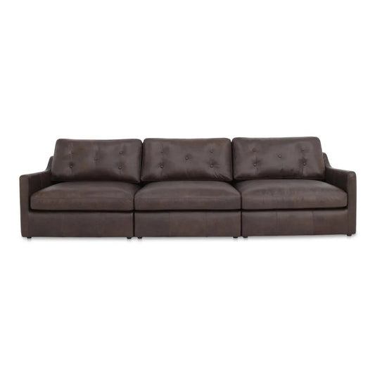 Thurlow Brown Leather Modular Sofa-Modular Sofas-Moe's Home-LOOMLAN