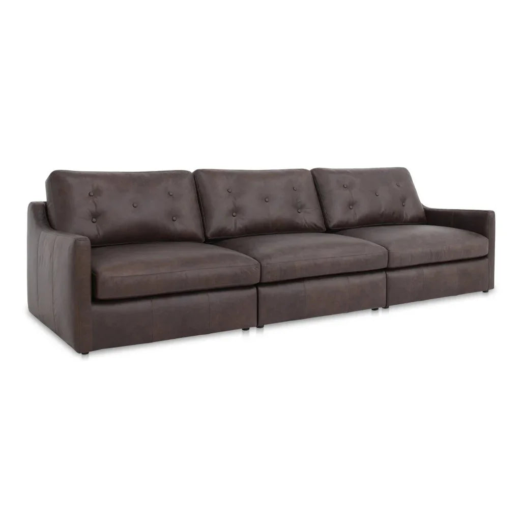 Thurlow Brown Leather Modular Sofa-Modular Sofas-Moe's Home-LOOMLAN