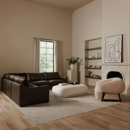 Thurlow Leather Corner Modular Sofa-Modular Sofas-Moe's Home-LOOMLAN