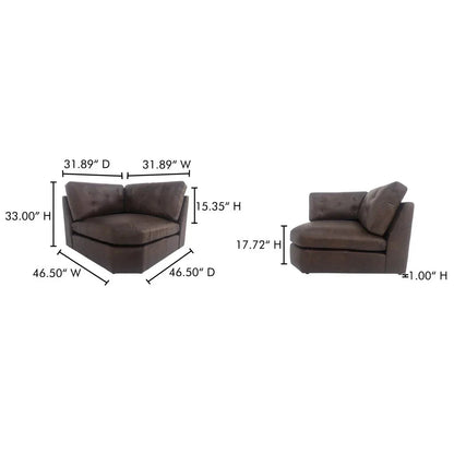 Thurlow Leather Corner Modular Sofa-Modular Sofas-Moe's Home-LOOMLAN