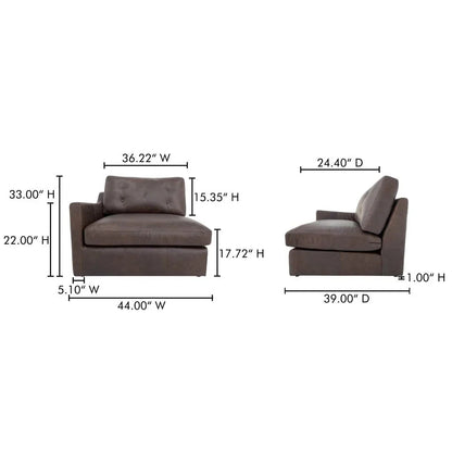 Thurlow Leather Left Arm Facing Corner Modular Sofa-Modular Sofas-Moe's Home-LOOMLAN
