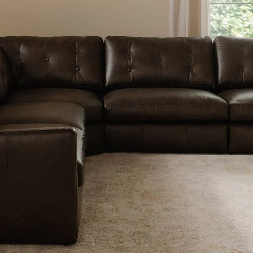 Thurlow Leather Made Corner Modular Sofa-Modular Sofas-Moe's Home-LOOMLAN