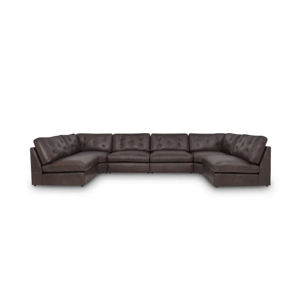 Thurlow Leather U-Shaped Sectional Sofa-Modular Sofas-Moe's Home-Armless-LOOMLAN