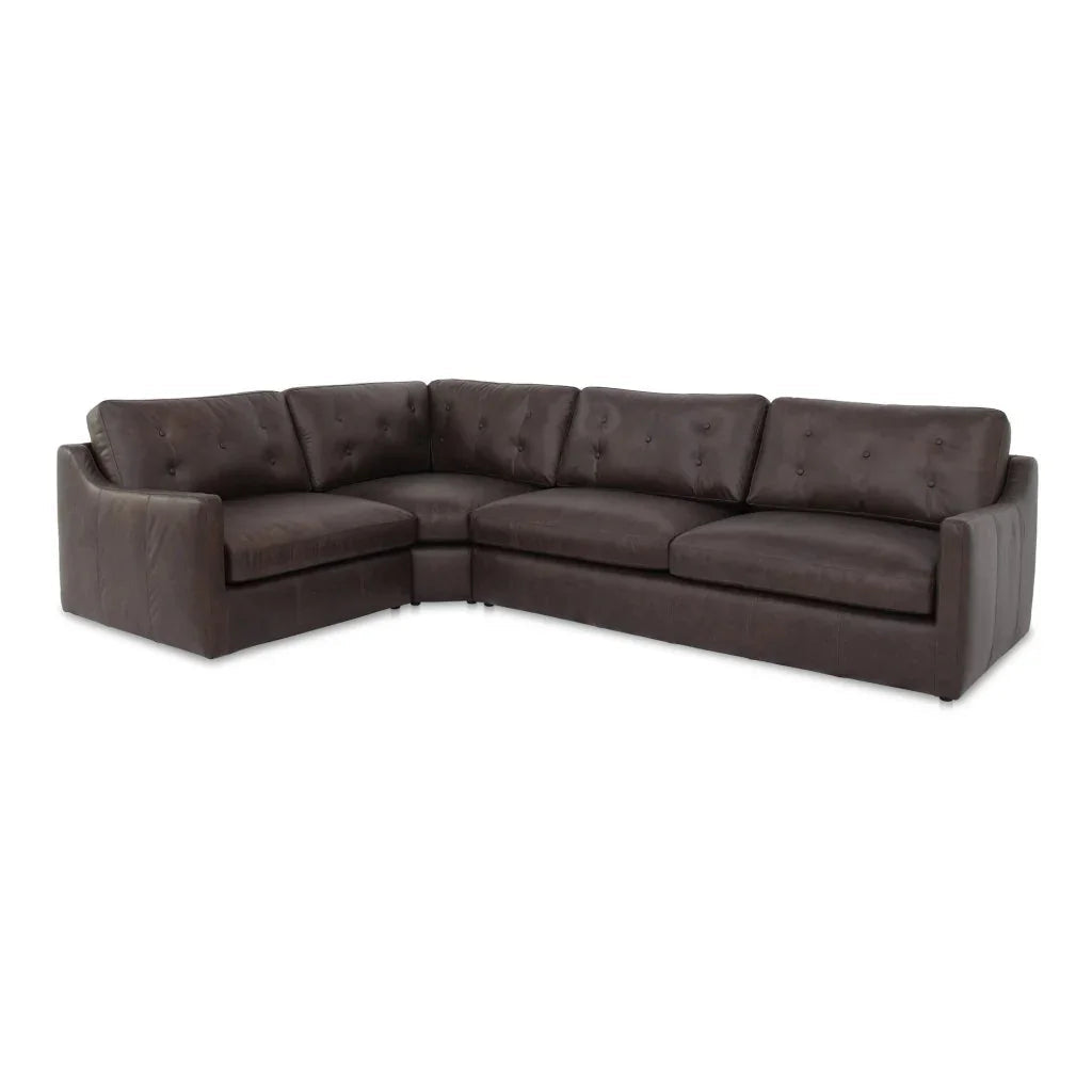 Thurlow Tufted Back Leather Sectional Sofa (Set Of 3)-Modular Sofas-Moe's Home-LOOMLAN