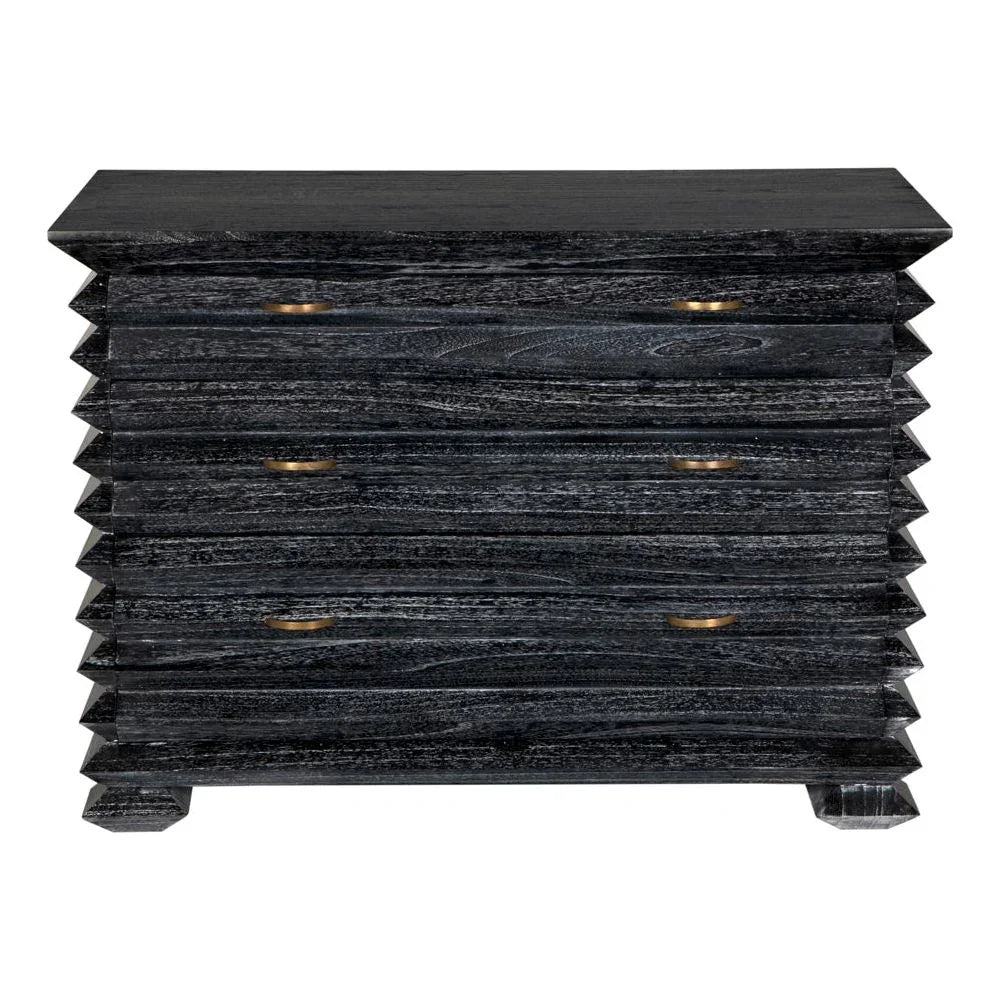 Tiago Wooden Three Drawer Chest - LOOMLAN - Noir - Chests