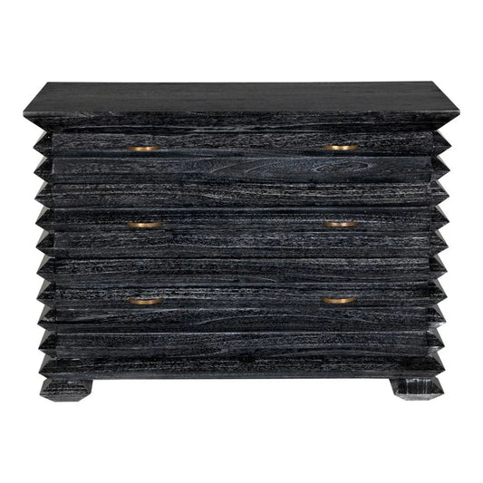 Tiago Wooden Three Drawer Chest - LOOMLAN - Noir - Chests